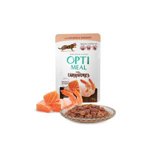 Optimeal carnivores łosoś i krewetki w sosie 85g bezzbożowa